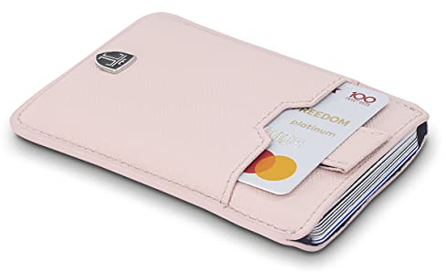 TRAVANDO Slim Portemonnaie Dallas - bis zu 12 Karten - TÜV geprüft - RFID Schutz - Kleiner Geldbeutel - Kartenetui - Kreditkartenetui - Zugband - Geschenk für Männer - Designed in Germany (Rosa)