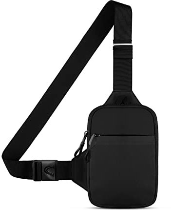 Casecret Umhängetasche Herren Damen Schultertasche Crossbody Bag Sling Chest Klein Handytasche zum Umhängen mit Geldbörse Tasche Wasserdicht Brusttasche Outdoor für iPhone Samsung Bis zu 7.5 Schwarz