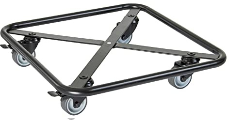 WAGNER Pflanzenroller Skelett Square - 38 x 38 x 8 cm I Pflanzenroller, Soft-Rollen mit Bremsen I für Innen - & Außenbereich I Blumenroller Stahl beschichtet schwarz I Tragkraft 150 kg - 20701301