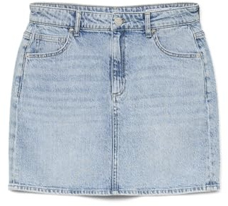 VERO MODA Rock Mini Denim Jeansrock Hoher Bund Knopfleiste Taschen Minirock, Farben:Hellblau, Größe:XS