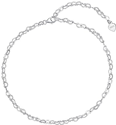 Bewenda Silber Fußkettchen für Damen, Sterling Silber 925 Fusskette für Frauen Mädchen, Sommer Strand Sandale Barfuß Fußspange Geschenke, Flexibe Verstellbar Wasserfest Fußbändchen Knöchel-Kette