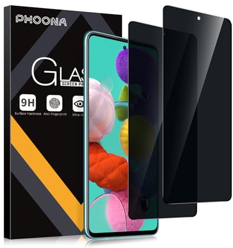 Phoona Sichtschutz Schutzfolie für Samsung Galaxy A51 4G/5G 6.5,9H Härte Anti-Peep-Schutzglas,Anti-Kratzer,Anti-Spionage Schutz für den Bildschirm,2 Stück