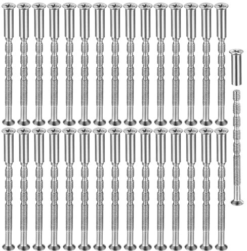 30 Stück M3 Hülsenschrauben, M3x60 mm Verbindungsschrauben mit M3x16 mm Verbindungshülsen, Türgriff Schrauben, Abreißschraube für Befestigung von Türgriffe, Möbelverbinder Schrauben Hülsen