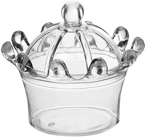 Gavigain 12-teilige Pralinenschachtel in Kronenform, 7,9 x 5,9 cm, für Hochzeitsgeschenk, Party, Kunststoff, Süßigkeiten-Geschenkbox für dekorative Zuckerschachtel, Partyzubehör (Transparent)