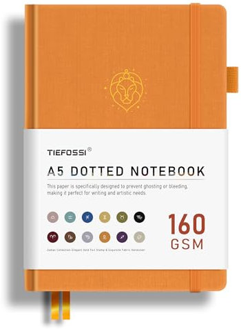 TIEFOSSI Bullet Dotted Journal, 160 g/m² auslaufsicheres, dickes Papier, Sternbild-Punktnotizbuch, Leo-Tagebuch für Frauen, 256 nummerierte Punktrasterseiten