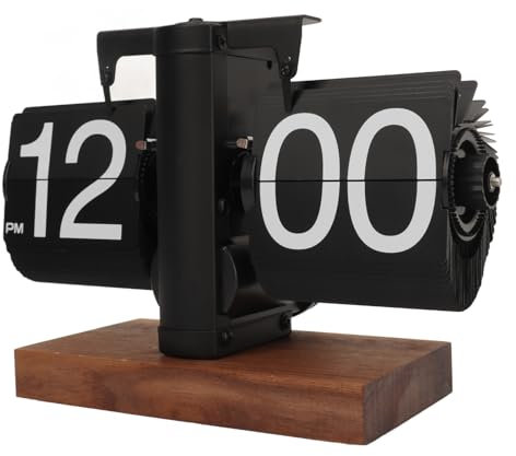 Ejoyous Flip Clock Digital Flip Down Clock Retro Automatische Wenddigitale Uhr Batteriebetriebene Mechanische Uhr Modern Wohnzimmer und Büro Deko (Black)