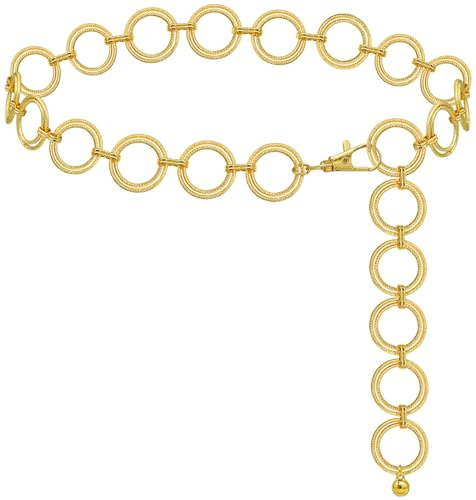 LIMHOO Metall Taille Kette für Damen Belly Link Kette Gürtel für Kleider (XL447 O-ring Gold Mittel)