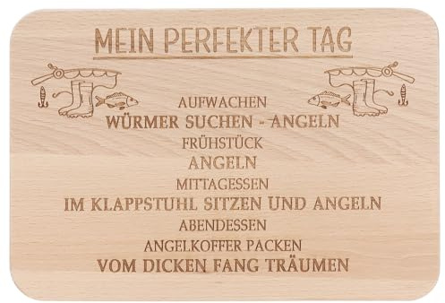 Spruchreif · Frühstücksbrettchen Angler · Brotzeitbrett mit Gravur · Geschenke für Freunde · Geschenk Angler