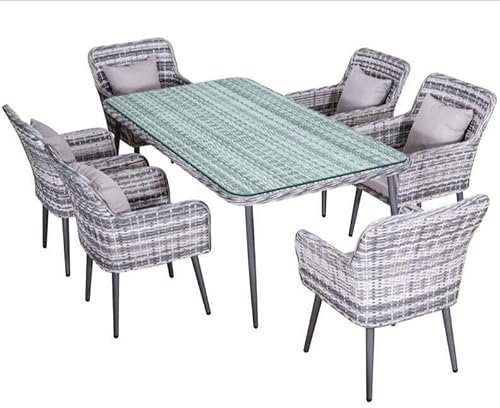 DEKO VERTRIEB BAYERN Luxus Premium Garten Rattan Essgruppe Set Esstisch Sitzgruppe Gartenmöbel inkl. Spedition