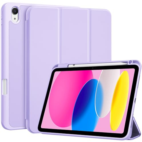 ProCase Hülle für iPad (A16) 11 Generation 2025 | iPad 10 Generation 10,9 2022 Schutzhülle mit Stifthalter Stoßfeste Smart Case Cover Auto Schlafen/Wachen -Lavendel