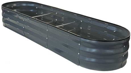 Selections Large Metal Oval Raised Vegetable Bed Garden Planter in Dark Grey