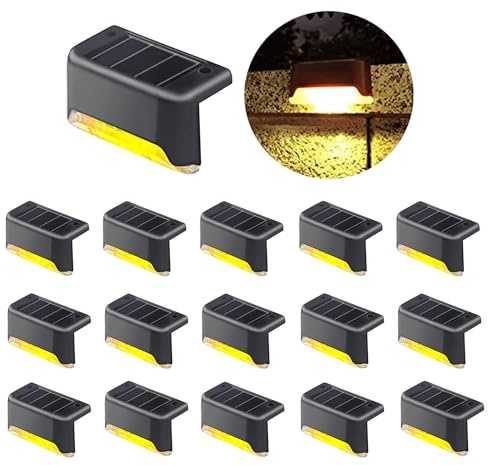Jindaaudio Solar-Pool-Licht, Warmweiß (16 Stück) - Deckleuchten für den Außenbereich, Wasserdicht, LED - Stufenlichter, Treppenlichter, Zaunlichter, Terrassenleuchten, Wegeleuchten
