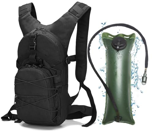 RAPIDSKY Zaino tattico idratazione 3 l, leggero, escursionismo, sacca d'acqua, uomo-donna, ciclismo, corsa, caccia (nero)