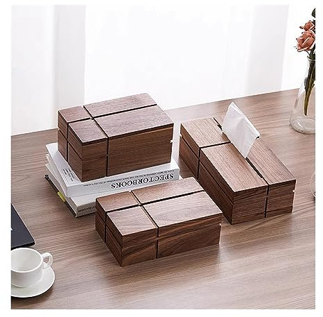 Kosmetiktücher Box Schwarze Walnuss-Papierschubladenbox, Wohnzimmer-Tischplatte, Couchtisch, Massivholz-Taschentuchbox, einfache Holz-Mahlzeiten-Taschentuch-Aufbewahrungsbox für Esszimmer Badezimmer S