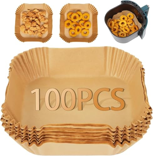 Ciusdkler Air Fryer Liners Disposable, 6.5inch Square Airfryer Liners, Air Fryer Parchment Paper Liners for Ninja AF300UK AF400UK (100PCS)