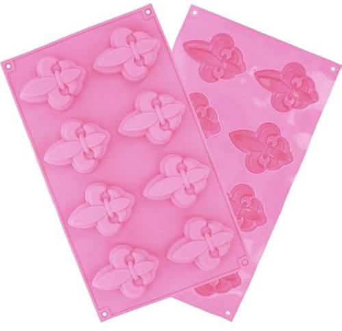 Molde de Silicona Flor de Lis con 8 Cavidades | Ideal para Jabones y Manualidades | Resistente y Flexible | No Necesita Desmoldante | 7x5,8x2,8 cm