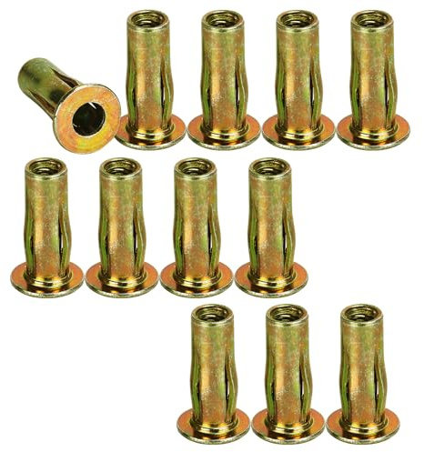 12 dadi per rivetti, metrici M8 x 30,5 mm, a testa piatta, filettati, in acciaio al carbonio, con gambo pre-avvitato