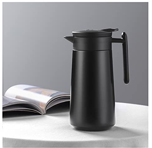 Caraffa termica for caffè, thermos, cucina domestica, brocca termica, bollitore in acciaio inox, thermos, caffettiera, brocca for acqua, 860 ml, pentola isolante (colore: grigio) (bianco)(Black)