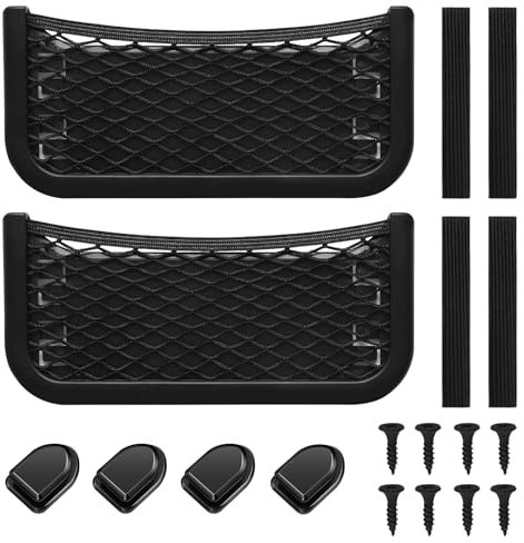 Red de Almacenamiento Multifuncional para Maletero de Coche, Organizador Universal de Bolsa de Malla, Compatible con Caravanas, Barcos, Automóviles y Hogar, Autoadhesivo o con Tornillos (26 x 12 cm)