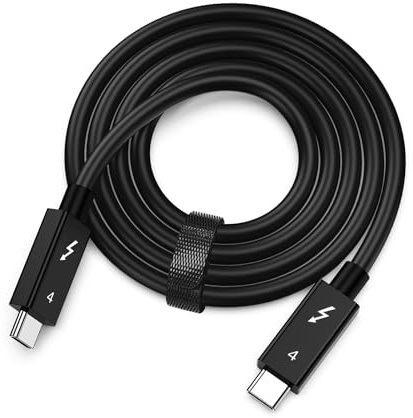 IVSHOWCO Câble Thunderbolt 4, transfert de données à 40 Gbit/s, charge rapide à 240 W et vidéo 8K. Compatible USB 4, Thunderbolt 3, pour MacBook Pro et iPad. Longueur 6.6 FT.