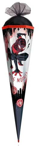 ROTH Schultüte, Marvel Spider-Man (Miles Morales), 85 cm, eckig, Rot(h)-Spitze, Tüllverschluss, Folie