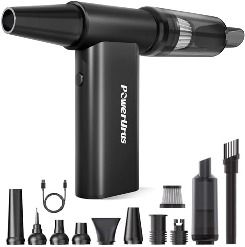 PowerUrus Compressed Air Duster-200000RPM Super Power Electric Air Blower, Rechargeable Long-Life Air Blower, Cordless 4-Gear Adjustable Mini Blower for Computer, Keyboard, Outdoors, and Car Cleaning