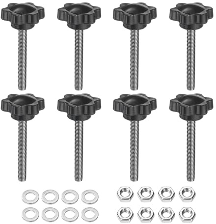 QUARKZMAN 8 Stück Rändelschraube Sterngriffmutter M5 x 35mm Metrisch 304 Edelstahl männliches Gewinde 25mm Rändelmutter 6-Stern Kunststoff Gewindestift Handknöpfe Griffe Daumenschrauben