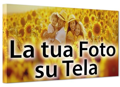 ConKrea - Quadro Personalizzato su Tela Canvas - Stampa la tua Foto su Tela in Alta Definizione con Telaio in Legno Massello - Pronto da Appendere - 120x60 cm