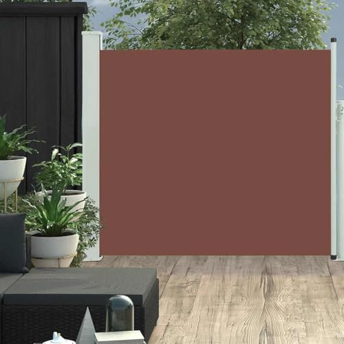Toldo lateral retráctil para patio, 100 x 300 cm, color marrón