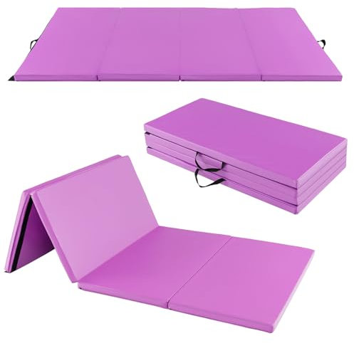 GOPLUS Turnmatte klappbar, 240x116x5cm Weichbodenmatte mit Tragegriffen & Klettverschlüssen, Gymnastikmatte für Gymnastik Yoga, Sportmatte Fitnessmatte für Zuhause, Lila, Nestschaukel kind (Lila)