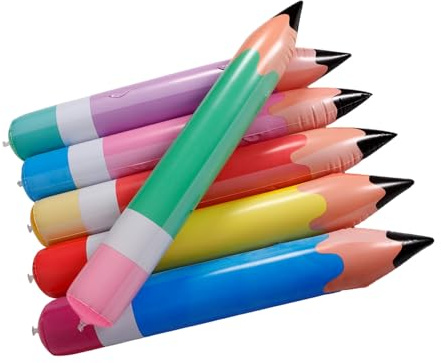 HOMOCONO 6 lápices inflables para decoración de lápices de colores para aulas, comienzo escolar y fiestas, resistentes a la intemperie, estables y vivas, decoración creativa de la habitación para