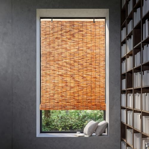Outdoor Rohrrollos, 40-200 cm Breite Bambus-Rollfenster Für Terrasse, Sichtschutz, Verdunkelung, Maßgeschneiderte Vorhänge Mit Hebemechanismus Für Garten & Zuhause, Einfache Installation
