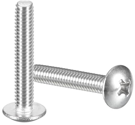 QUARKZMAN 50 Stück Phillips Rundkopfschrauben Linsenkopfschrauben #10-24 x 1-1/4 Linsenkopf-Phillips-Maschinenschrauben, Vollgewinde, 304 Edelstahl Kreuzschlitz Flachkopf Schrauben