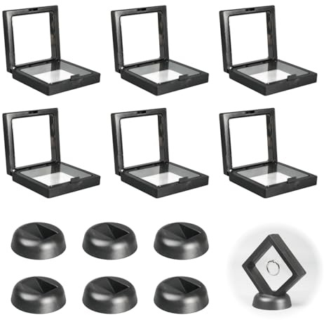Set di 6 Cornici Flottanti Trasparenti 3D per Esposizione di Gioielli, Medaglie e Collezionabili, Portaoggetti con Effetto Galleggiante e Protezione Antipolvere, Ideale per Anelli, Pendenti