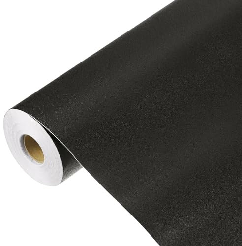 QUARKZMAN 1500 x 60cm Papier Peint Noir, Papier Peint Autocollant, Papier Contact Noir en Vinyle de Couleur Unie Auto-Adhésif pour Décoration Murale