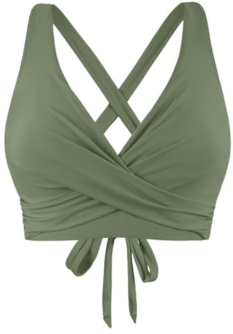 Top di Bikini Donne con Grandi Seni, Push-up, String Bikini, Top Triangolare, Taglio a V, Reggiseno per Costume da Bagno Bikini Nero