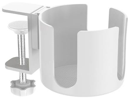 Schreibtisch Becherhalter, Einstellbar Schreibtisch Flaschenhalter, 7 x 8.2 cm Büro Becherhalters aus Aluminiumlegierungs, Modernes Schreibtischzubehör, für Wasser, Getränke, Kaffeetasse(Weiß)