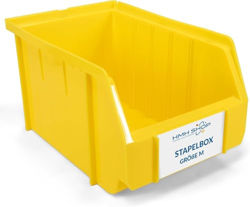 HMH 12x Stapelboxen Größe M Werkstatt Garage Keller Sichtlagerboxen 230x150x130mm Lagerboxen GELB Sichtlagerkästen Kleinteile Aufbewahrung