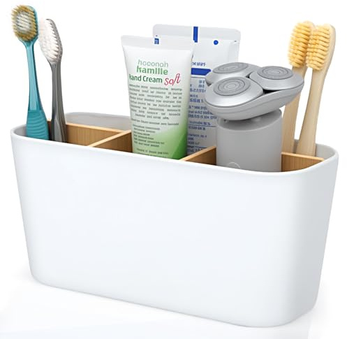 VINATO Porte Brosse à Dents, Support Brosse a Dent Electrique avec 5 Compartiments Amovible Rangement Brosses a Dent Organisateur de Salle de Bain Cuisine