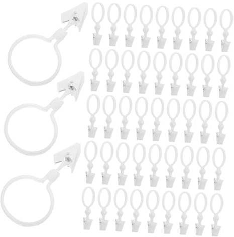 TOYANDONA 100 Piezas Anillos Cortina con Pinzas Abiertas Ganchos para Colgar Cortinas y Ropa Compatibles con Barras Romanas y Tensores Diseño Suave para Protección de Uso Hogar