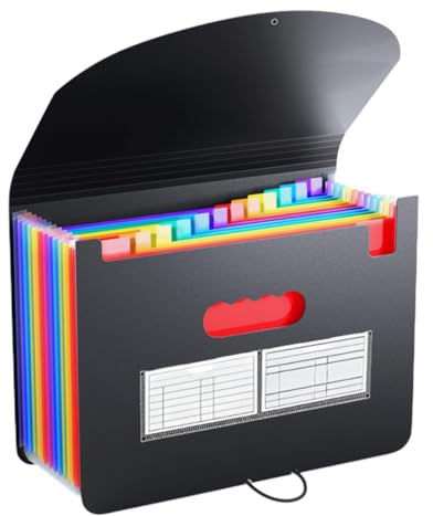 Carpeta Clasificadora A4, 13 Bolsillos Carpeta Documentos A4 con Tapa | Clasificador Documentos Expandibles, Extensible Archivador Acordeon, Gran Capacidad, para Oficina, Escuela (Negro)