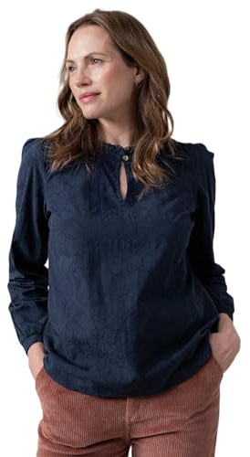 Lily & Me Emily Textured Jacquard Keyhole Blouse - Navy - Size 18