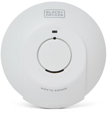 BLACK+DECKER Mains Smoke Alarm. Mains Powered Smoke Detector, Interlinked Wired with Battery Back Up. Optical Smoke Alarm for Home with FAST FIX Easy Install Base and Test Button. White
