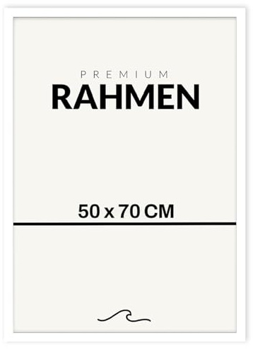 ABL SOLAR Bilderrahmen 50x70 (Weiß) – Moderner Rahmen aus MDF Holz mit Acrylglas – Bruchsicher & Stabil – Rahmen 50x70 für Fotos und Poster