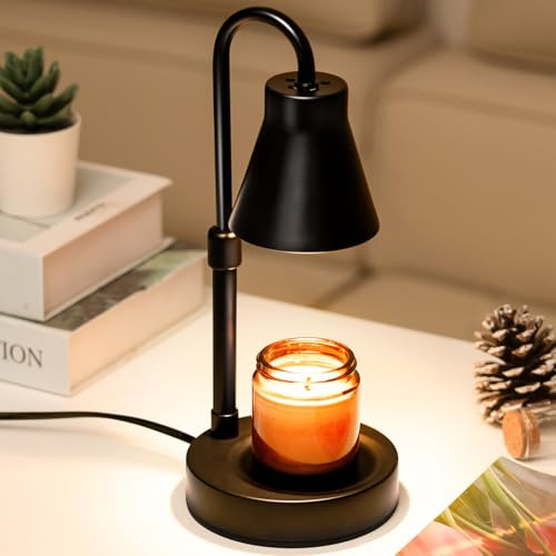 Ledvia Candle Warmer Lamp with Dimmer & Timer, Adjustable Height Electric Wax Melter for Scented/Jar Candles - Safe Flameless Fragrance Warmer, Ideal Home Decor Gift for Women & Housewarming (Black)