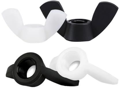 10–100 Stück Nylon-Flügelmuttern, schwarz/weiß, handfest, Flügelmutter, Schmetterlingsmutter, Isolierung, Kunststoff, Daumenkappenmutter M3 M4 M5 M6 M8 M10 M12(White,M3 (100pcs))