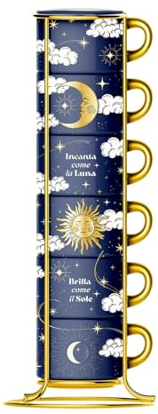 Bialetti – Set 6 tazzine impilabili sole e luna Cielo Stellato
