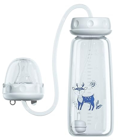 Ciuccio Con Cannuccia - Biberon A Collo Ampio Da 240 Ml | Biberon portatile anti-colica antiscivolo con tettarella e cannuccia per, genitori, casa, asilo, viaggi, ristorante, picnic