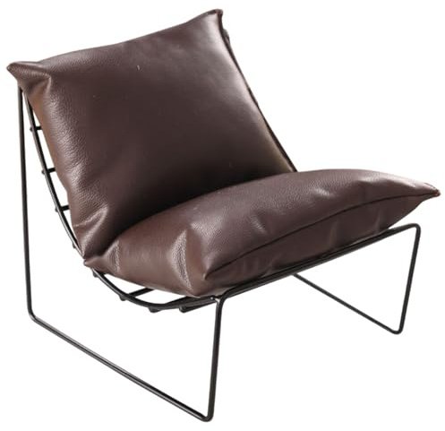 Puppenmöbel im Maßstab 1:6, Vintage-Puppenhaus-Couch aus Leder mit Rückenlehne, Lazy Sofa, Puppenhaus-Stuhl für -Möbelzubehör, Braun