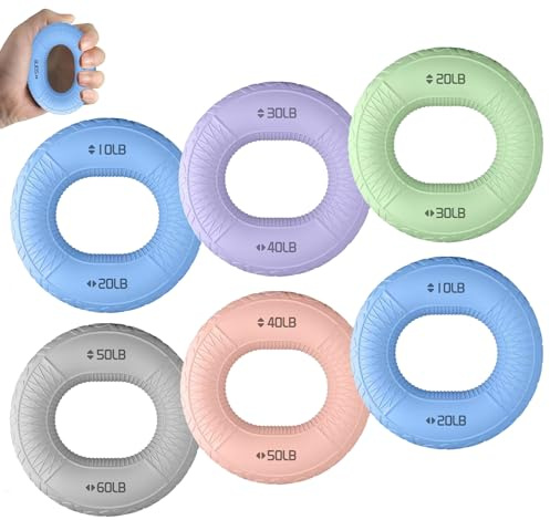 Fingertrainer 6er Set Silikon Handtrainer Fingertrainer Set zur Griffkraft-Stärkung, BPA-Frei Handkraft Trainer für Rehabilitation, Büro Stressabbau,Hand Trainingsgerät 6-Teilig mit Progressiv 10-60LB